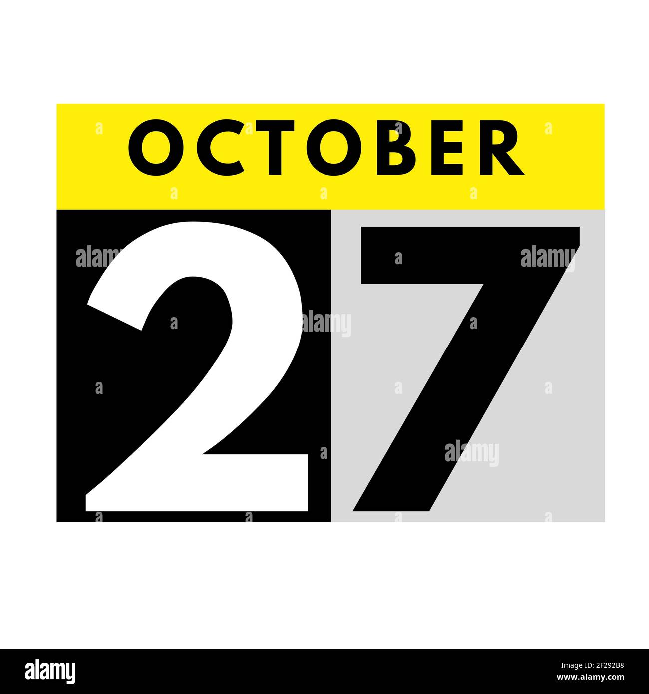 Ottobre 27 . icona calendario giornaliero flat .date ,giorno, mese .calendario per il mese di ottobre Foto Stock