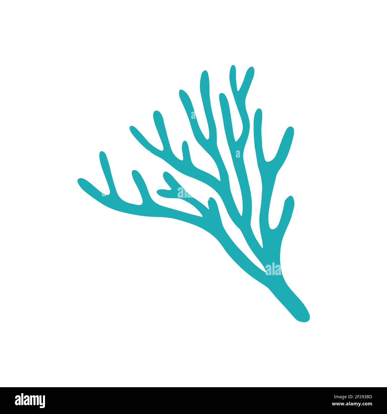 Corallo in pelle con bordo affilato e icona isolata. Pianta sottomarina vettoriale coltivata a fondo marino, acquari e canotta decorazione. Pianta tropicale del fondale marino, ma Illustrazione Vettoriale