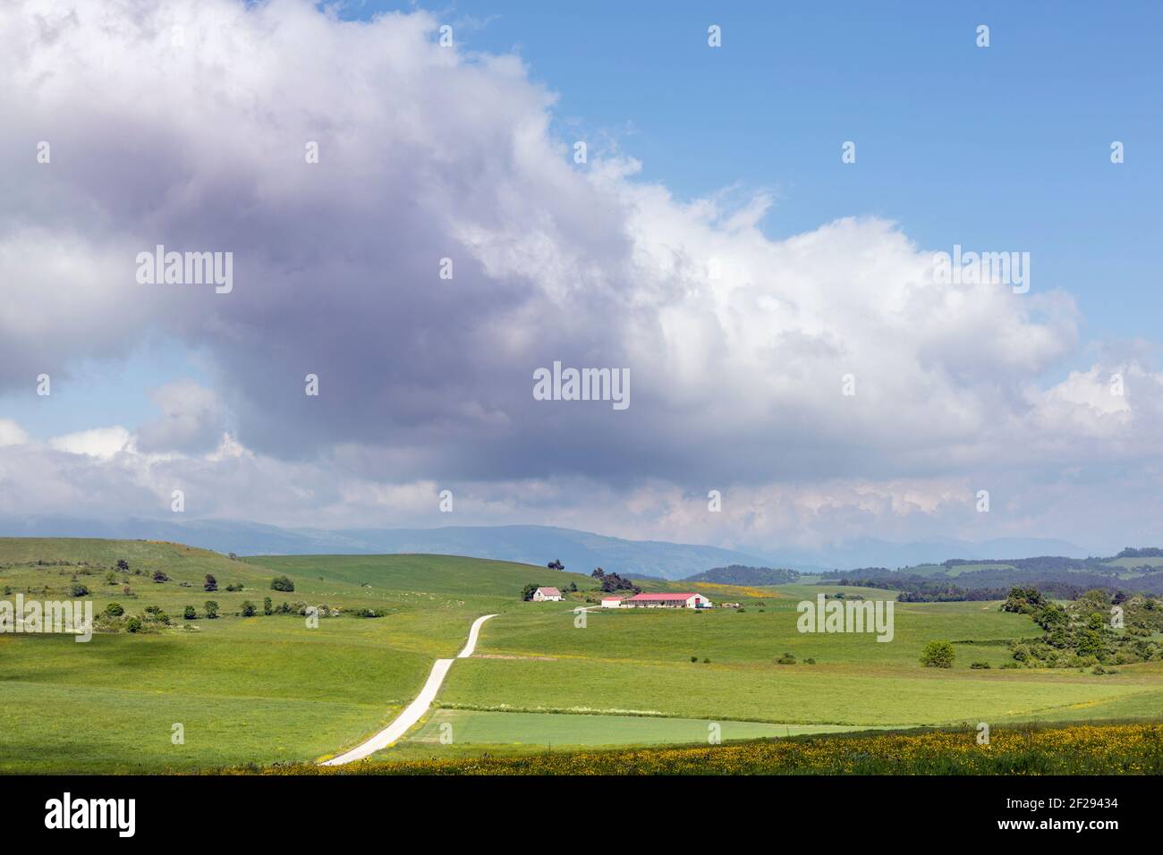 Scena rurale in frazione conosciuta come Abaurregaina in basco o ABAURREA alta in spagnolo, Navarra, Spagna Foto Stock