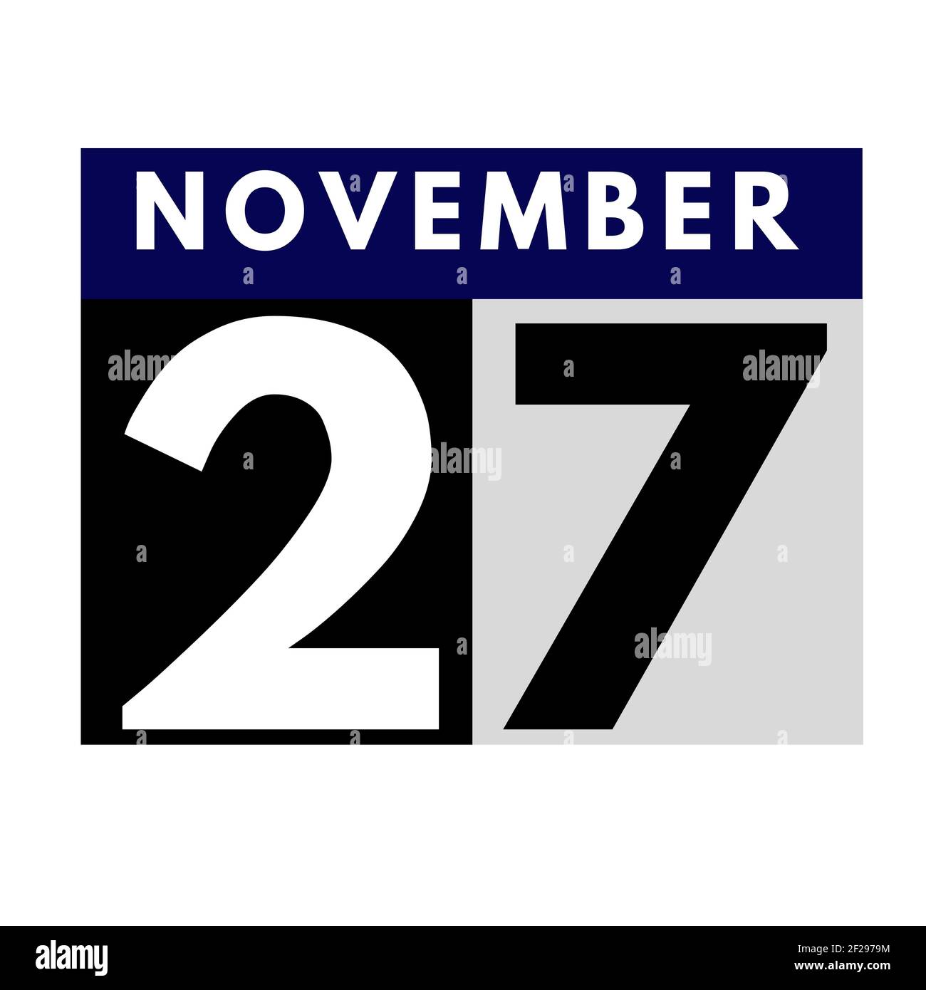 Novembre 27 . icona calendario giornaliero flat .date ,giorno, mese .calendario per il mese di novembre Foto Stock