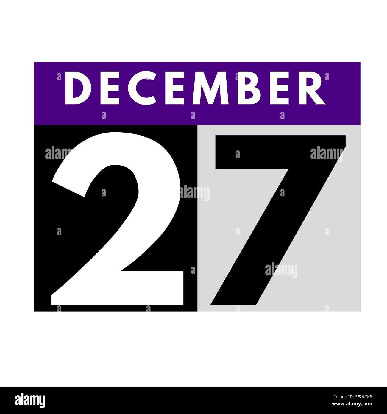 Dicembre 27 . piatto moderno calendario giornaliero icona .data, giorno, mese .calendario per il mese di dicembre Foto Stock