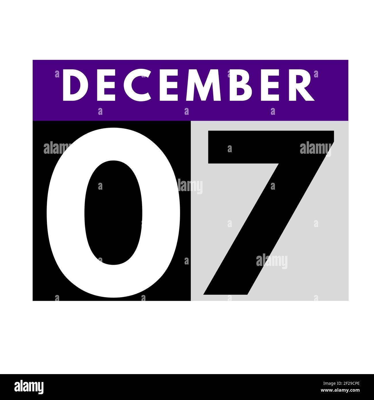Dicembre 7 . piatto moderno calendario giornaliero icona .data, giorno, mese .calendario per il mese di dicembre Foto Stock