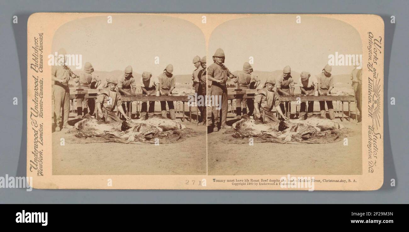 Tommy deve avere la sua Roast Beef nonostante il calore - Modder River, Natale-giorno, S.A. .. Foto Stock