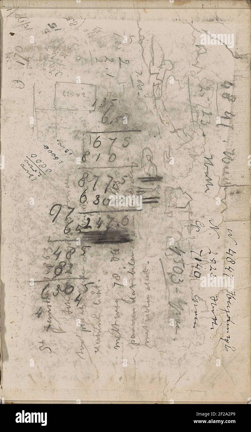 Landschap.also parte di una mappa. Bratta posteriore da un libro di schizzo con 45 fogli. Foto Stock