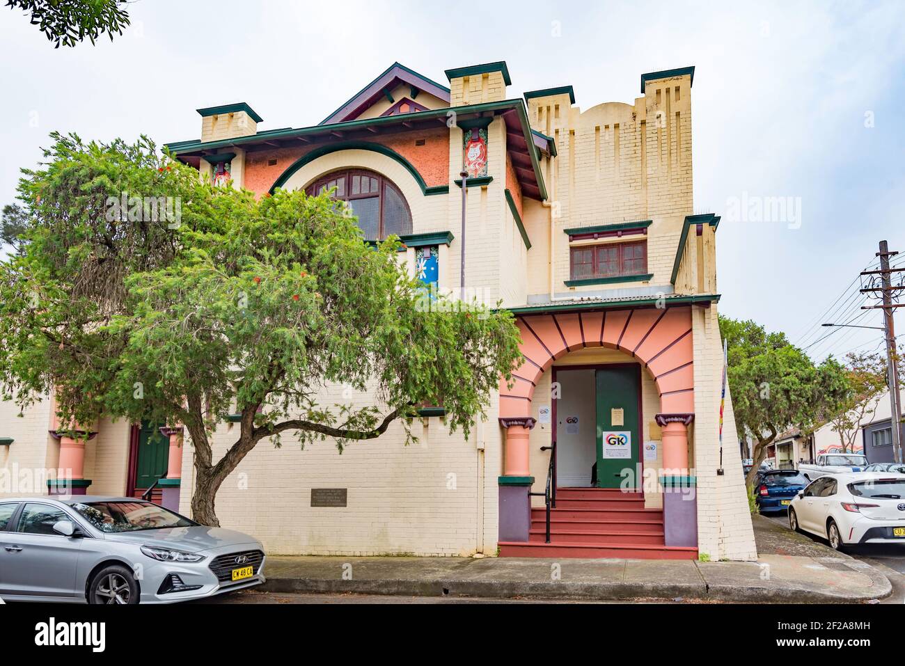 Coronation Hall in Lennox St, Newtown, Sydney è una Federation Arts and Carfts Style Hall ed è stato costruito per celebrare l'incoronazione di Re Giorgio V. Foto Stock