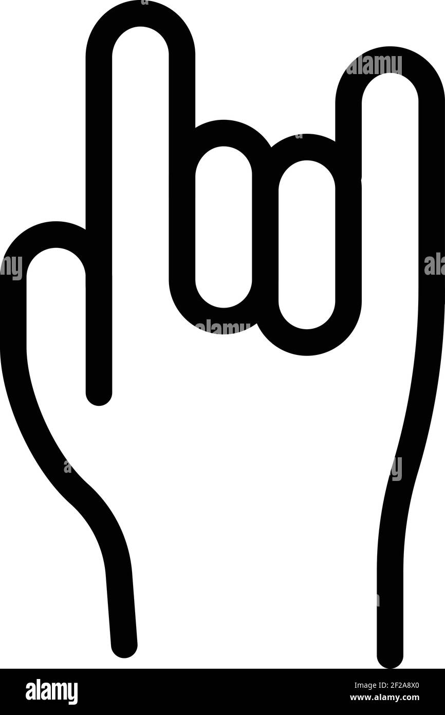 Movimenti della mano rock u icona. Outline gesti mano rock u icona vettoriale per web design isolato su sfondo bianco Illustrazione Vettoriale