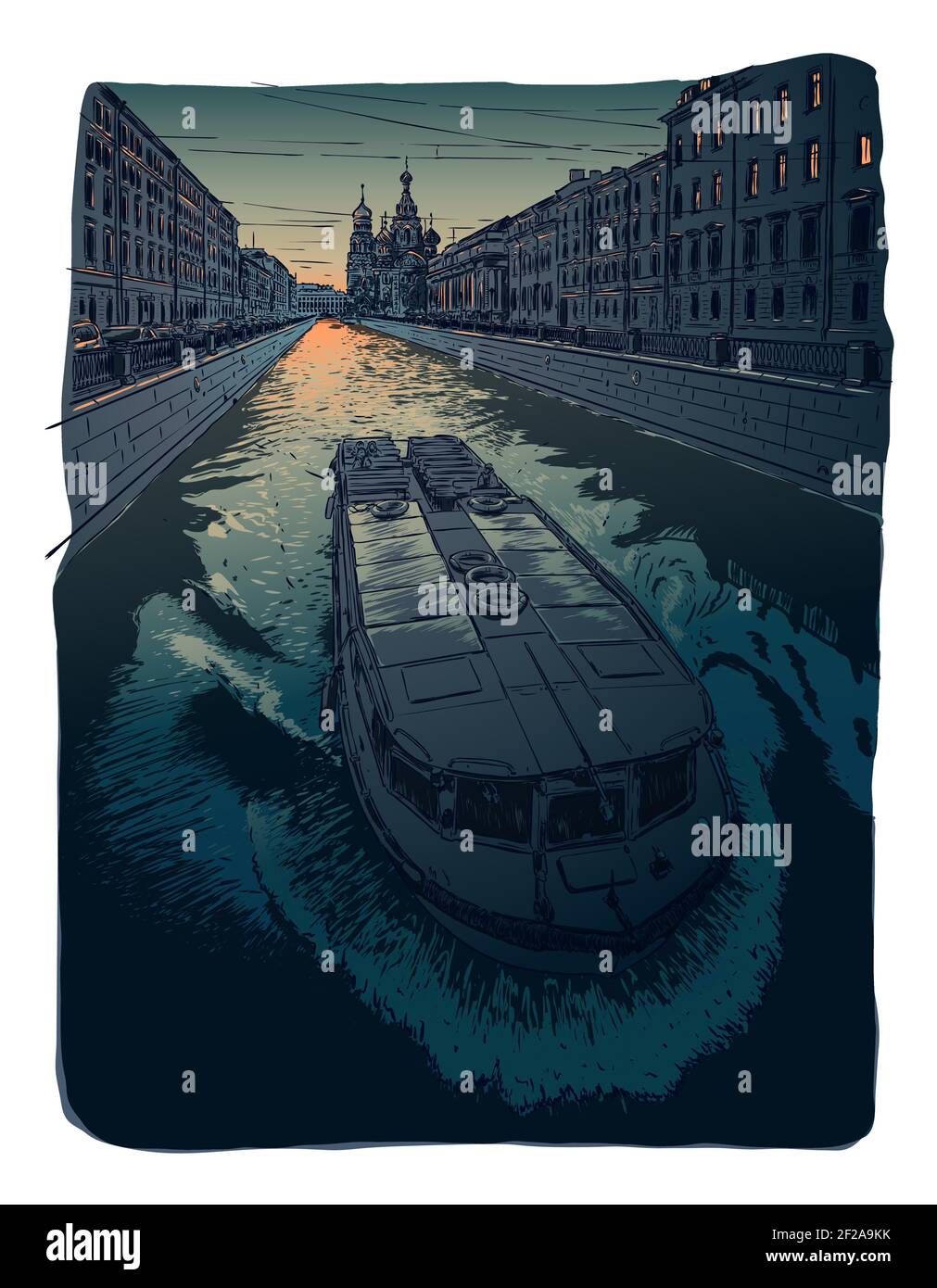 Cattedrale della Risurrezione sul sangue e Chiesa del Salvatore sul sangue a San Pietroburgo, Russia. Illustrazione vettoriale dello schizzo disegnata a mano Illustrazione Vettoriale