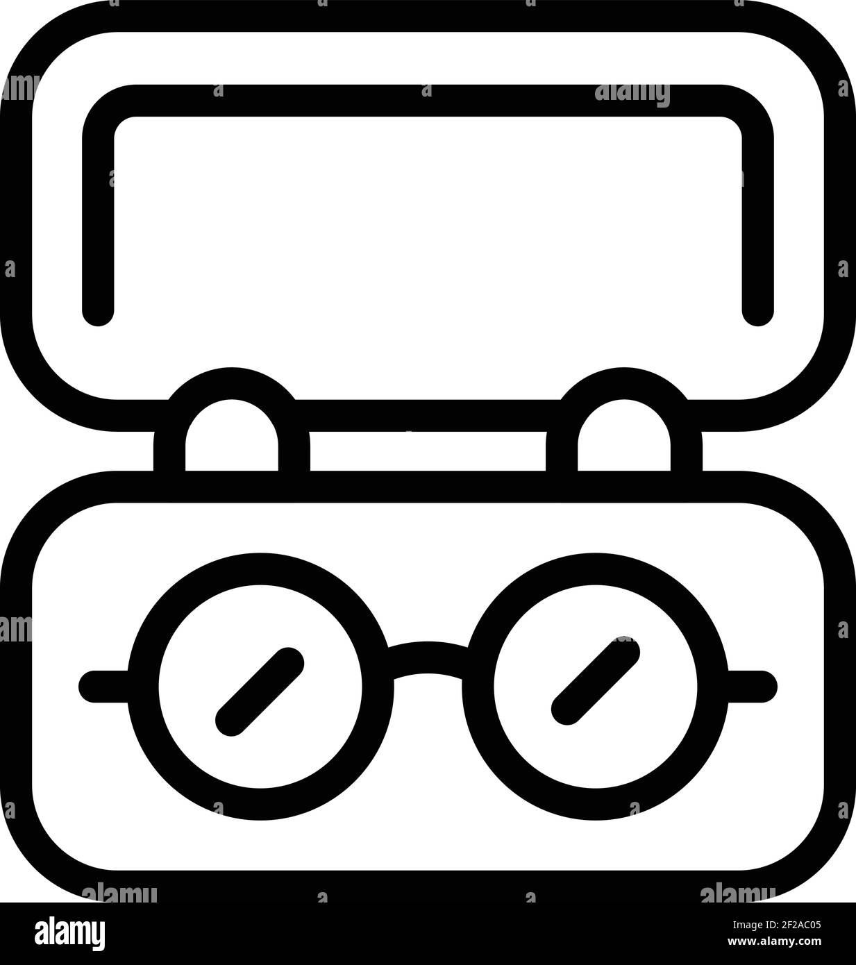 Icona del case dell'obiettivo Eyes. Contorno occhi lente case icona vettoriale per web design isolato su sfondo bianco Illustrazione Vettoriale