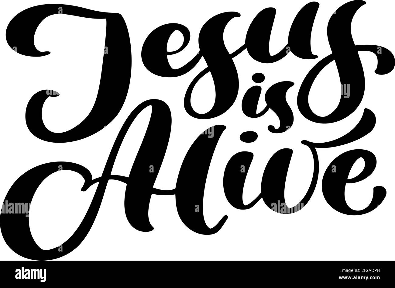 Hand Drawed Jesus è vivo Pasqua Calligraphy che lettering testo vettoriale. Cristo illustrazione biglietto di auguri. Frase tipografica citazione fatta a mano sugli isolati Illustrazione Vettoriale