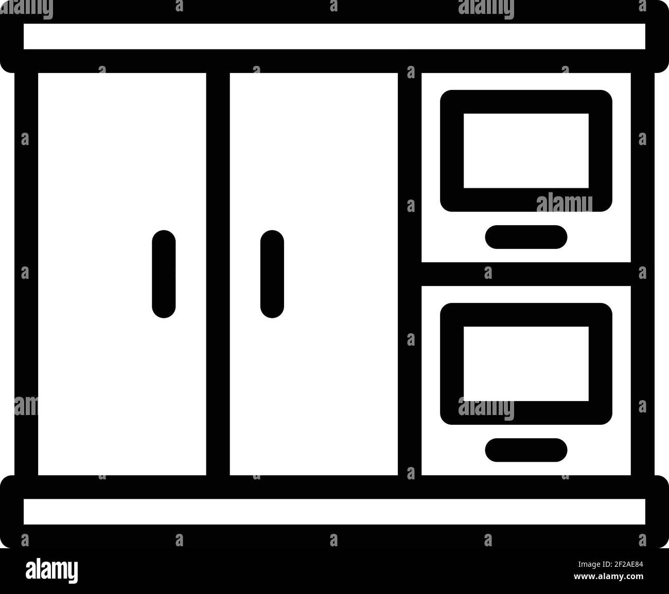 Icona armadio cucina interna. Contorno interno armadio cucina icona vettoriale per web design isolato su sfondo bianco Illustrazione Vettoriale