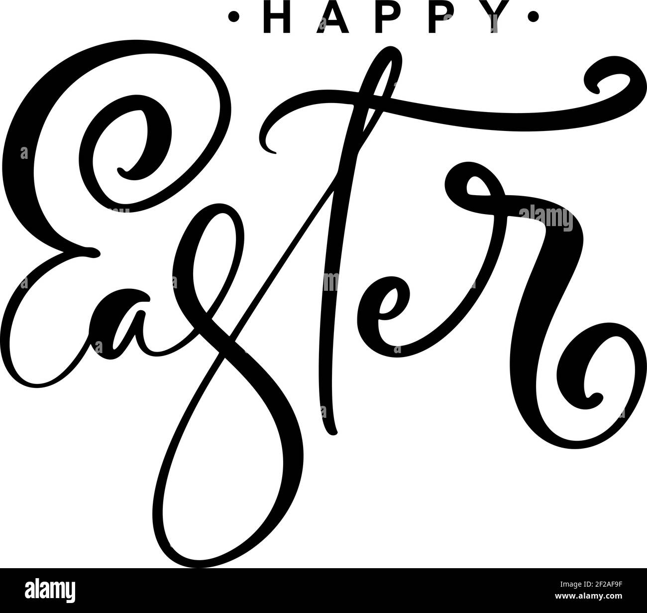 Happy Easter Vector testo scritto a mano per il biglietto d'auguri. Frase tipografica calligrafia fatta a mano citazione su isolati sfondo bianco Illustrazione Vettoriale