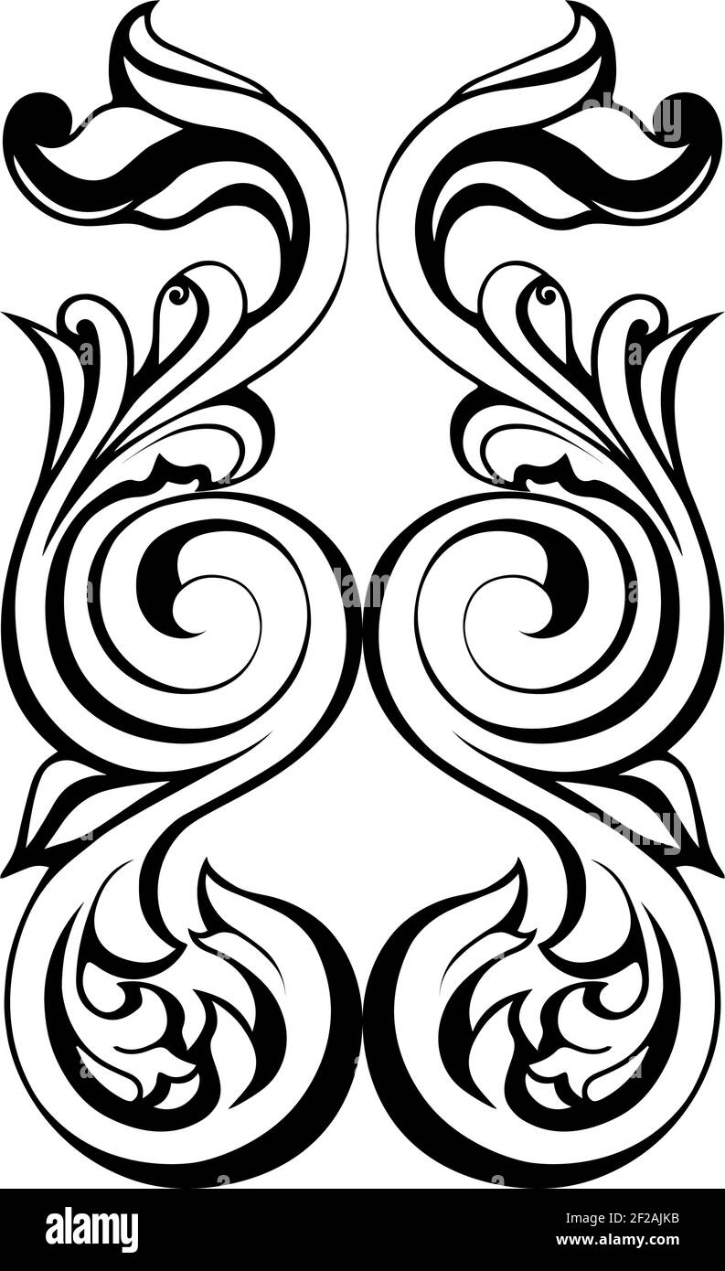 Vettore damasca ornamento barocco vintage. Acanthus di stile retrò. Illustrazione vettoriale Illustrazione Vettoriale