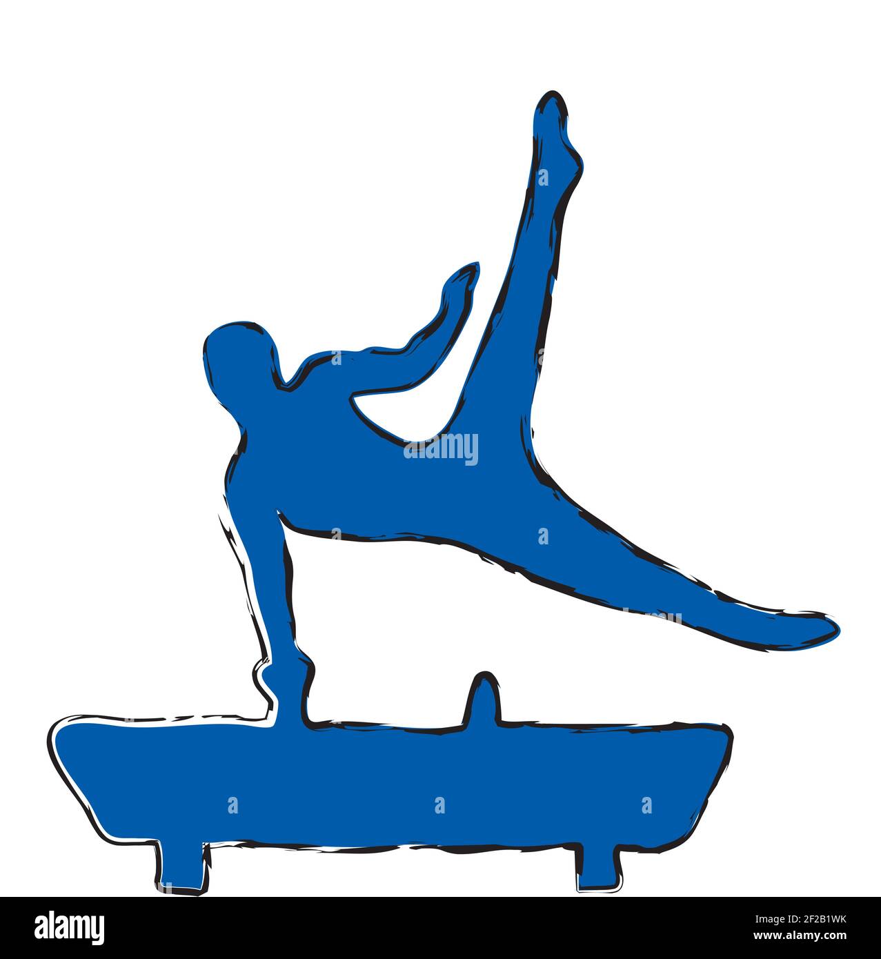 Ginnastica, un uomo a cavallo con manici Illustrazione Vettoriale