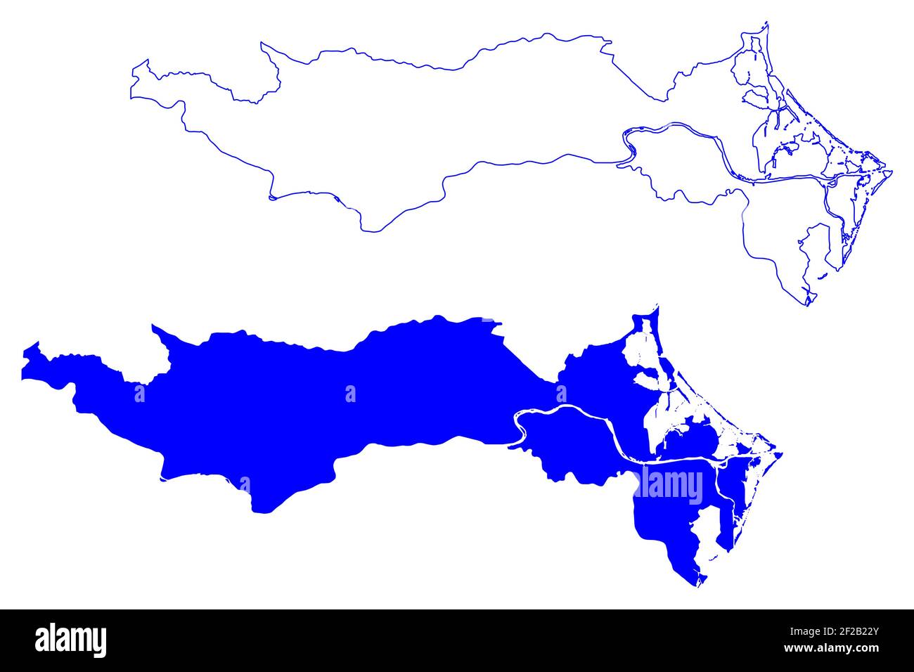 Provincia di Rovigo (Italia, Repubblica Italiana, Veneto o Veneto) mappa illustrazione vettoriale, schizzo della mappa della provincia di Rovigo Illustrazione Vettoriale
