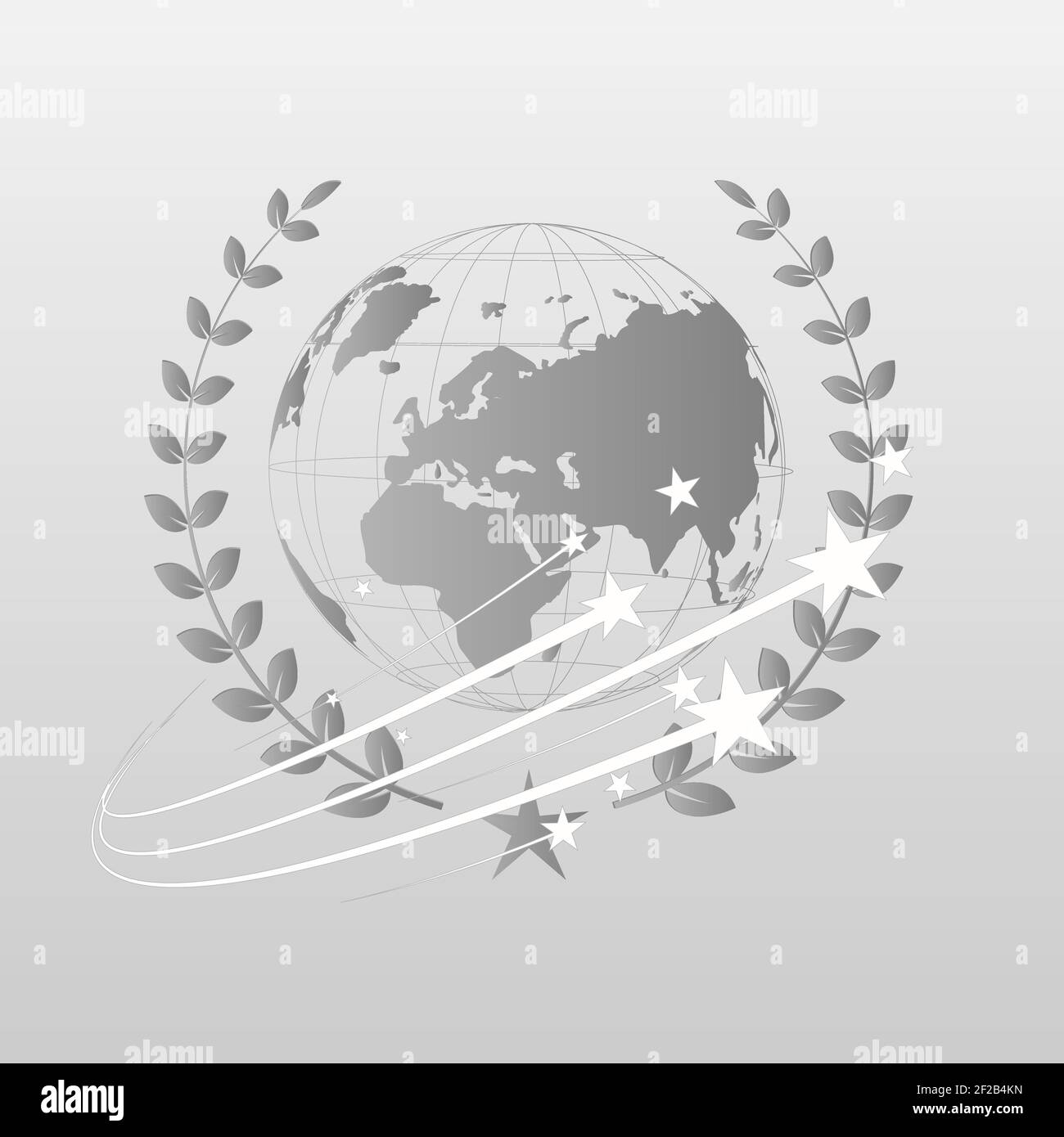 Globo con una corona di Laurel e stelle. Illustrazione Vettoriale