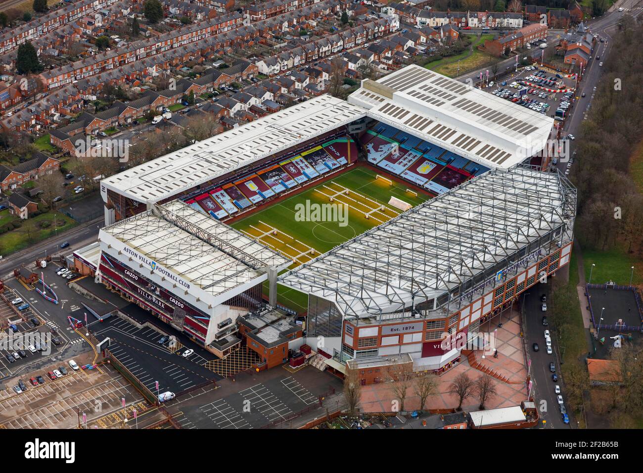 Vista aerea di Villa Park, sede dell'Aston Villa Football Club Foto Stock