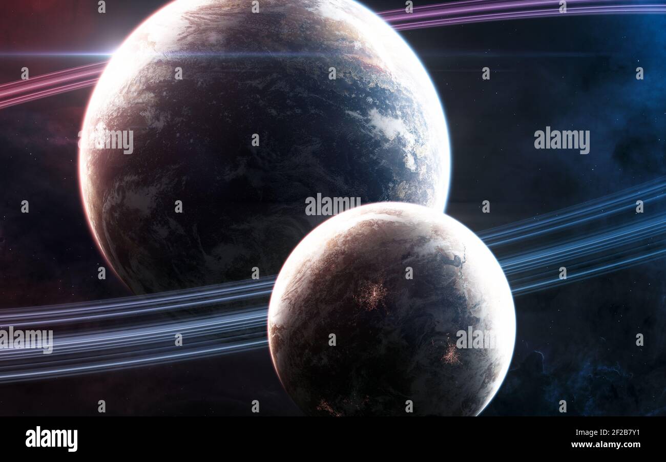 Bellissimo paesaggio cosmico. Pianeti nello spazio profondo Foto Stock