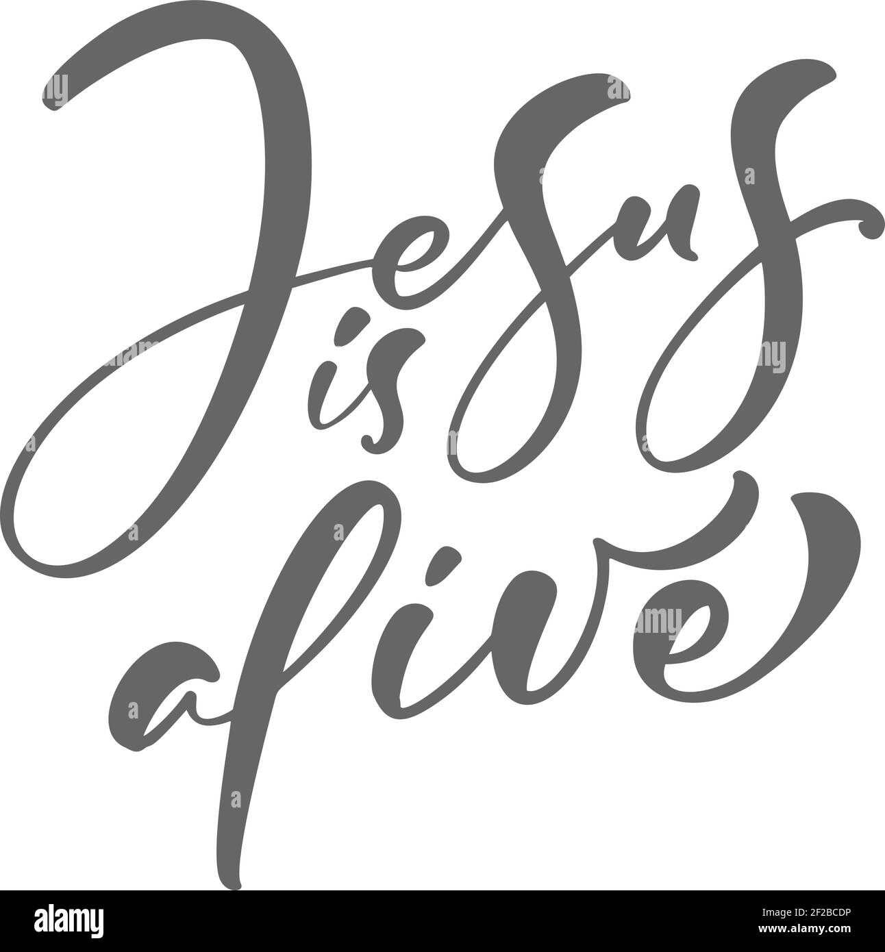 Hand Drawed Jesus è vivo Pasqua Calligraphy che lettering testo vettoriale. Cristo illustrazione biglietto di auguri. Frase tipografica citazione fatta a mano sugli isolati Illustrazione Vettoriale