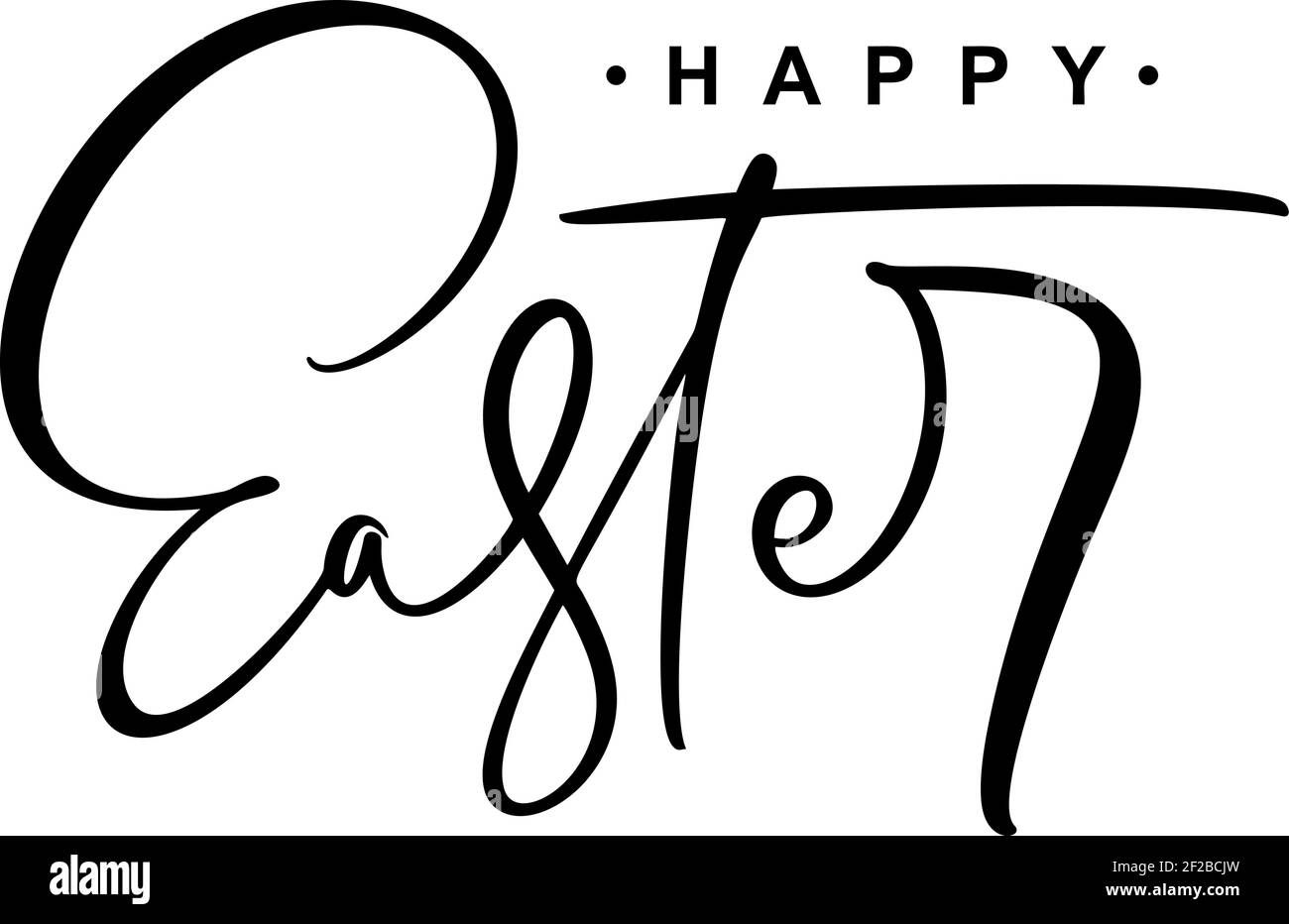 Happy Easter Vector testo scritto a mano per il biglietto d'auguri. Frase tipografica calligrafia fatta a mano citazione su isolati sfondo bianco Illustrazione Vettoriale