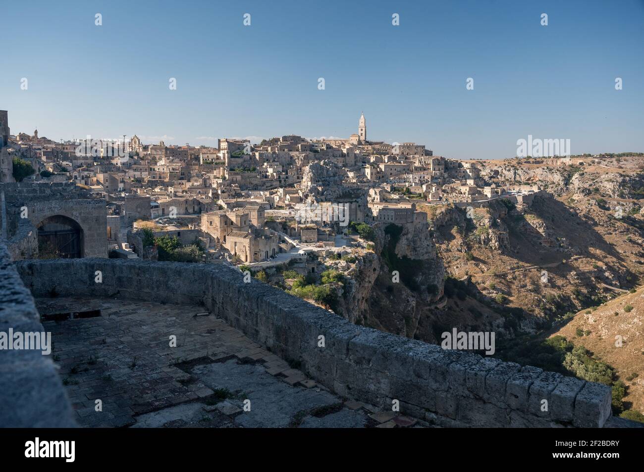 Vista sulla bellissima città vecchia di Matera, Basilicata Foto Stock
