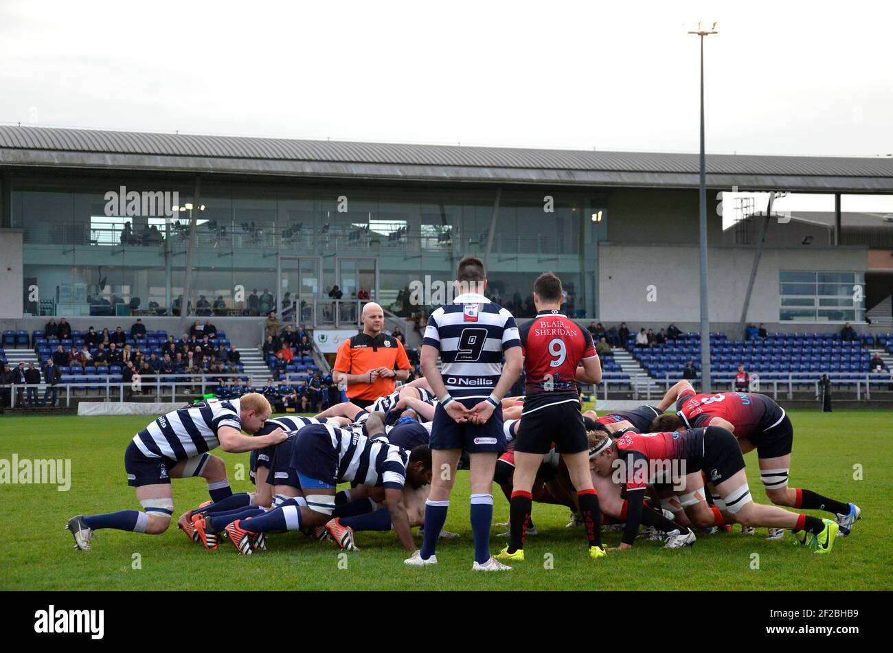 Glasgow, Scozia, Regno Unito. 1 novembre 2014: Una partita di rugby contro Glasgow Hawks e Herriot. Foto Stock