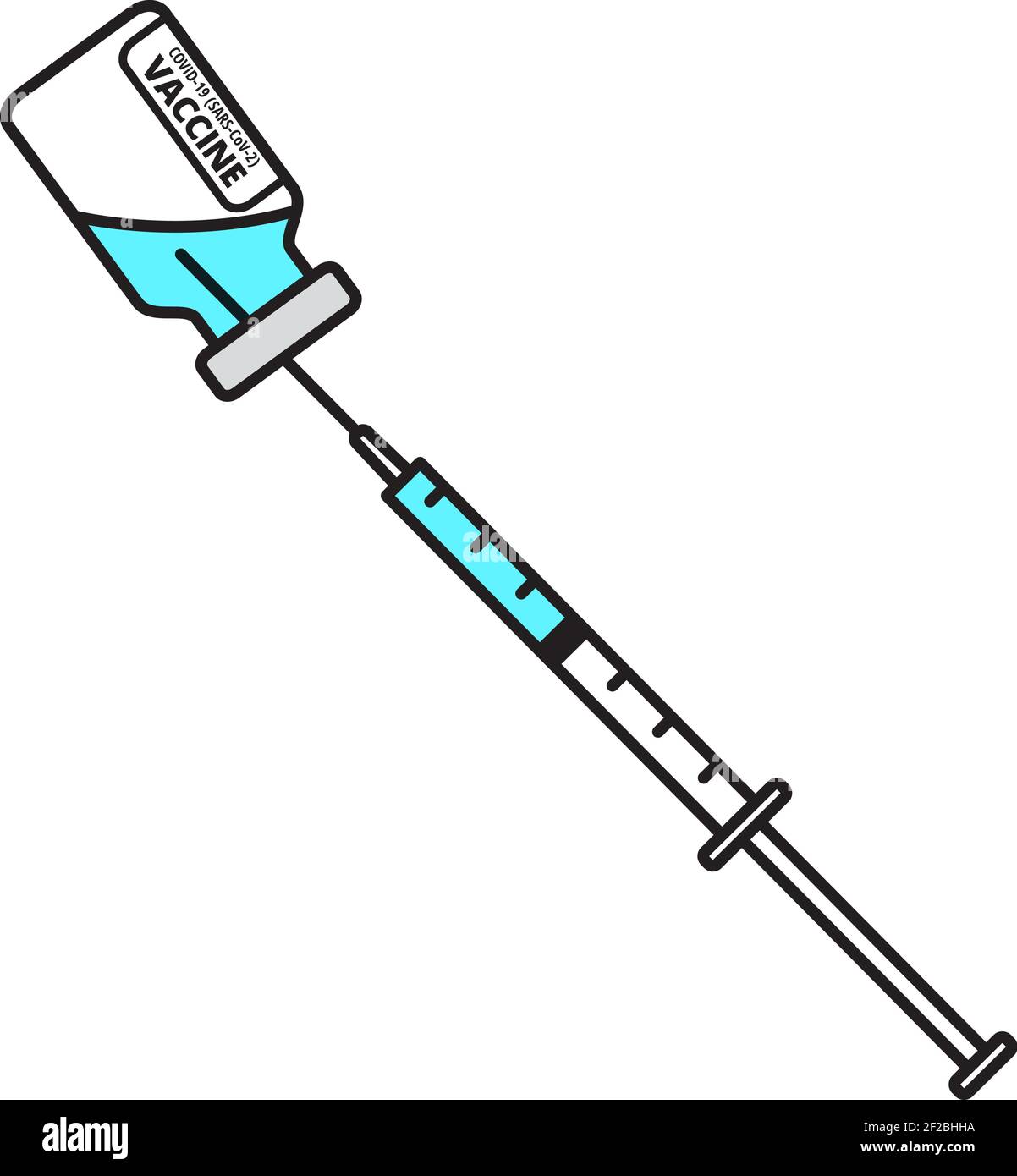 Flacone di vaccino e siringa per coronavirus Covid-19 Illustrazione Vettoriale