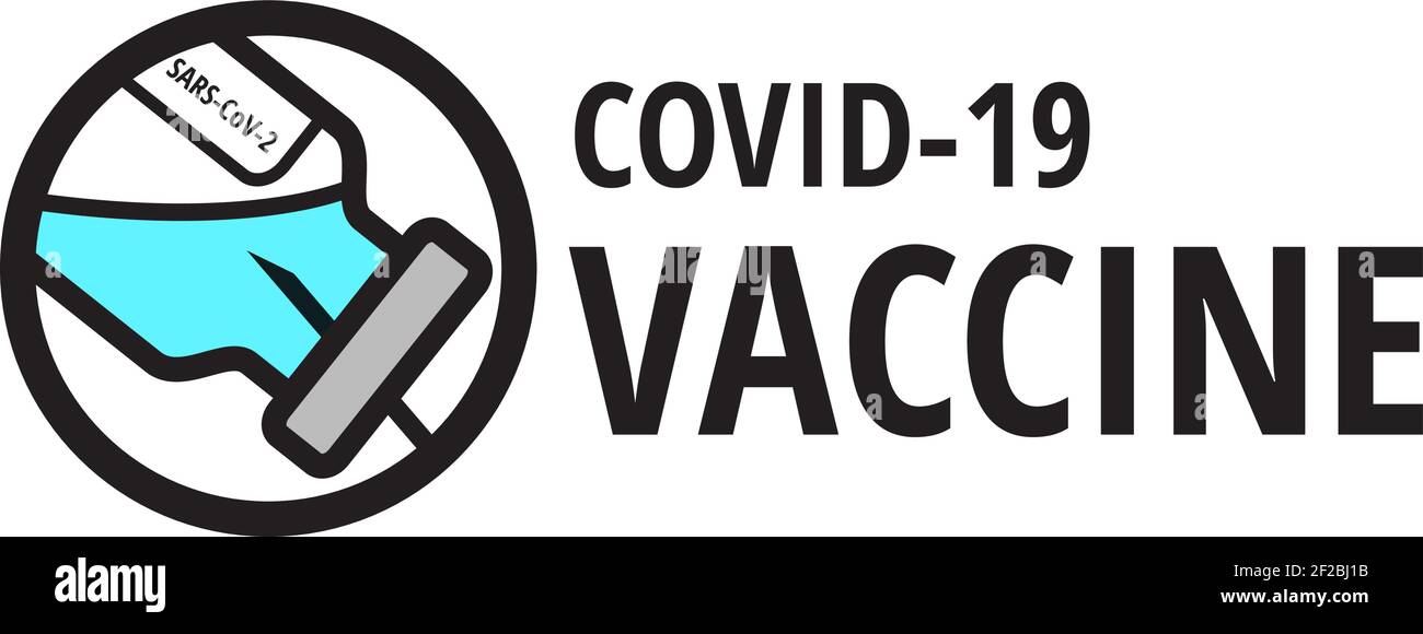 Simbolo del flacone di vaccino e della siringa di Coronavirus Covid-19 Illustrazione Vettoriale
