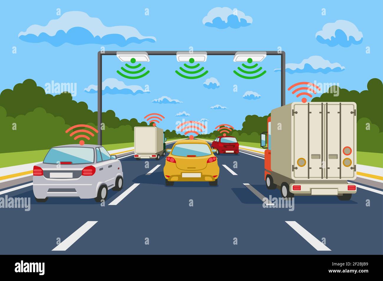 Infografiche vettoriali del sistema di comunicazione stradale. Illustrazione della comunicazione su strada e del sistema autostradale Illustrazione Vettoriale