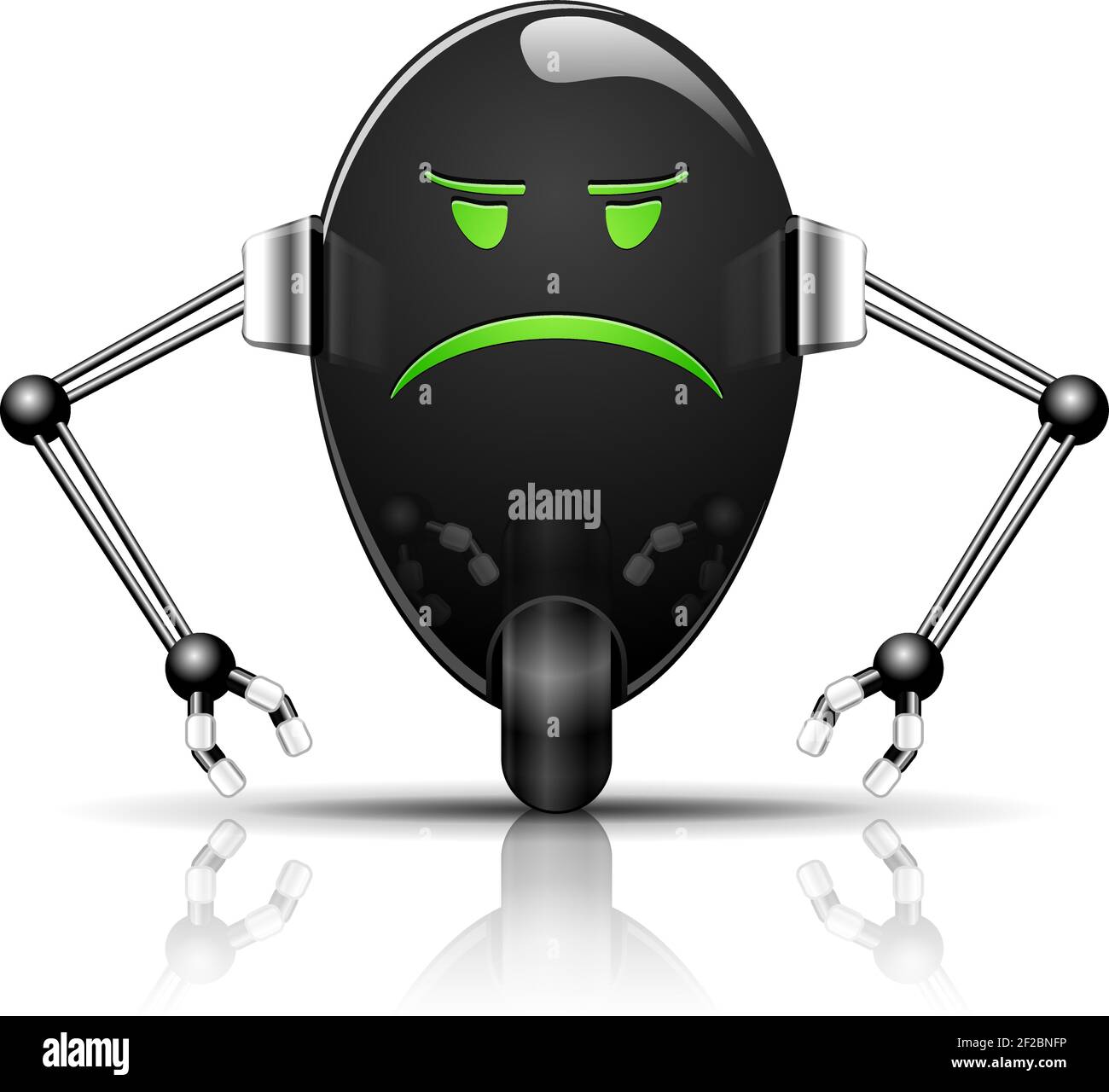 Illustrazione Robot Evil Egg divertente cartone animato su bianco. Opacità EPS10 Illustrazione Vettoriale