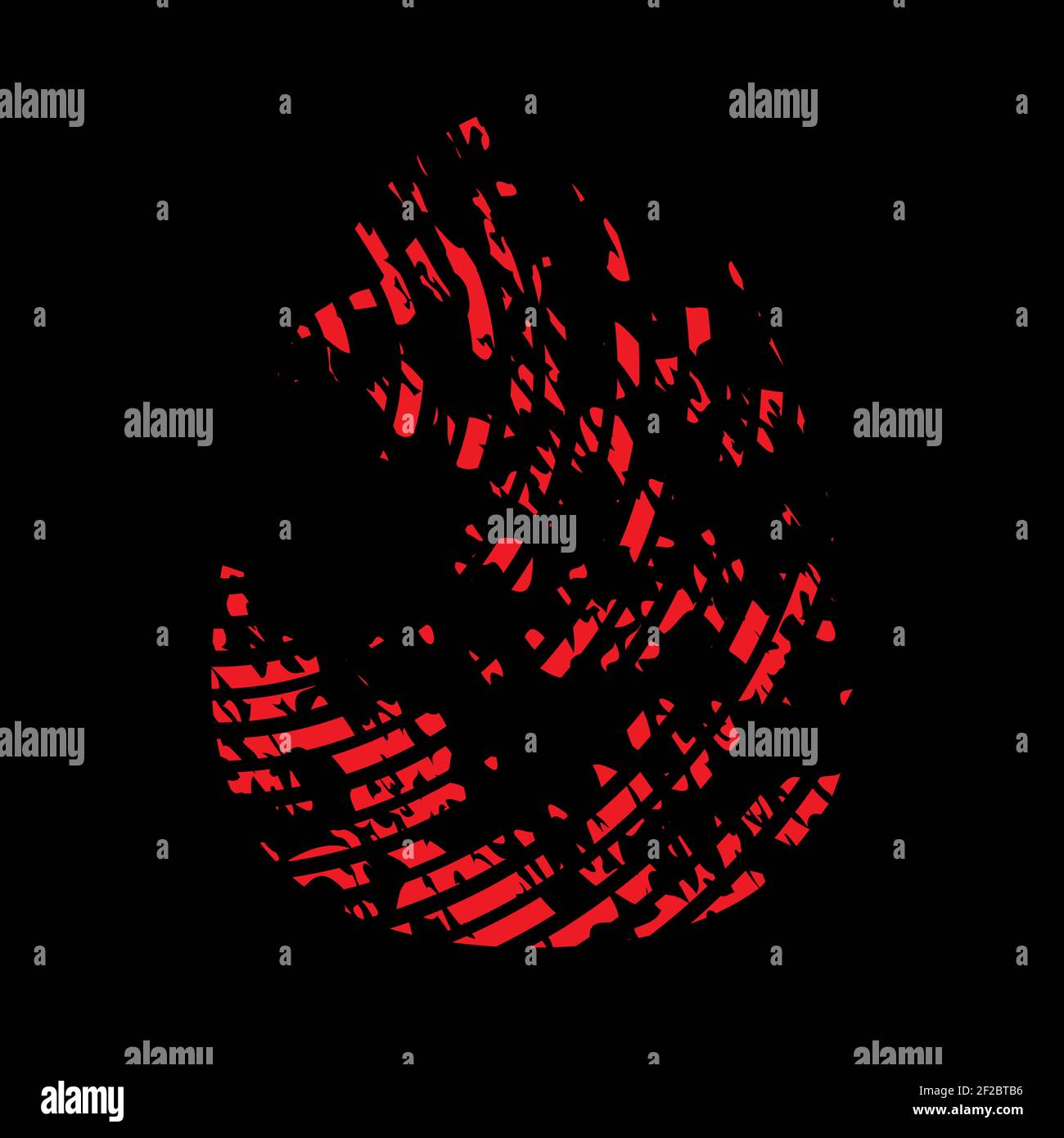 Impronte digitali con sangue. Contrassegno di identificazione del crimine. Immagine del dito rosso umano isolata in nero. Disegno vettoriale criminale. Illustrazione Vettoriale