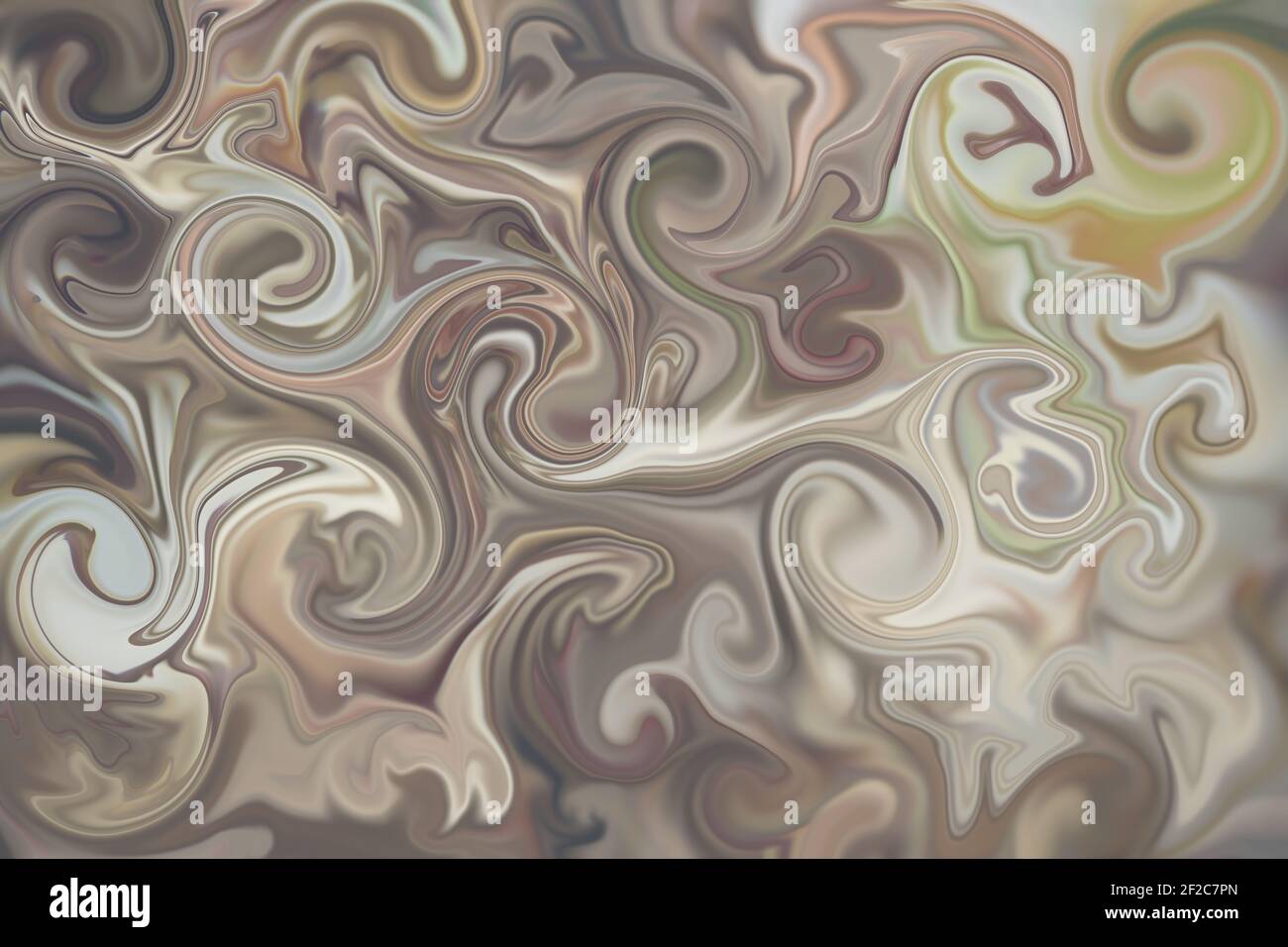 Sfondo ornamentale con motivi astratti in un colore dominante beige morbido. Pittura liquida texture astratta, tecnica d'arte. Foto Stock