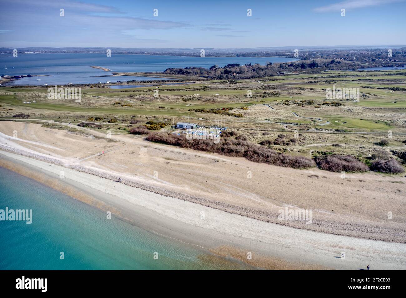 Campo da golf Hayling Island un campo da golf Links sulla parte occidentale Punta di Hayling Island e vicino al mare della spiaggia Ingresso al porto di Langston con il Kench n Foto Stock