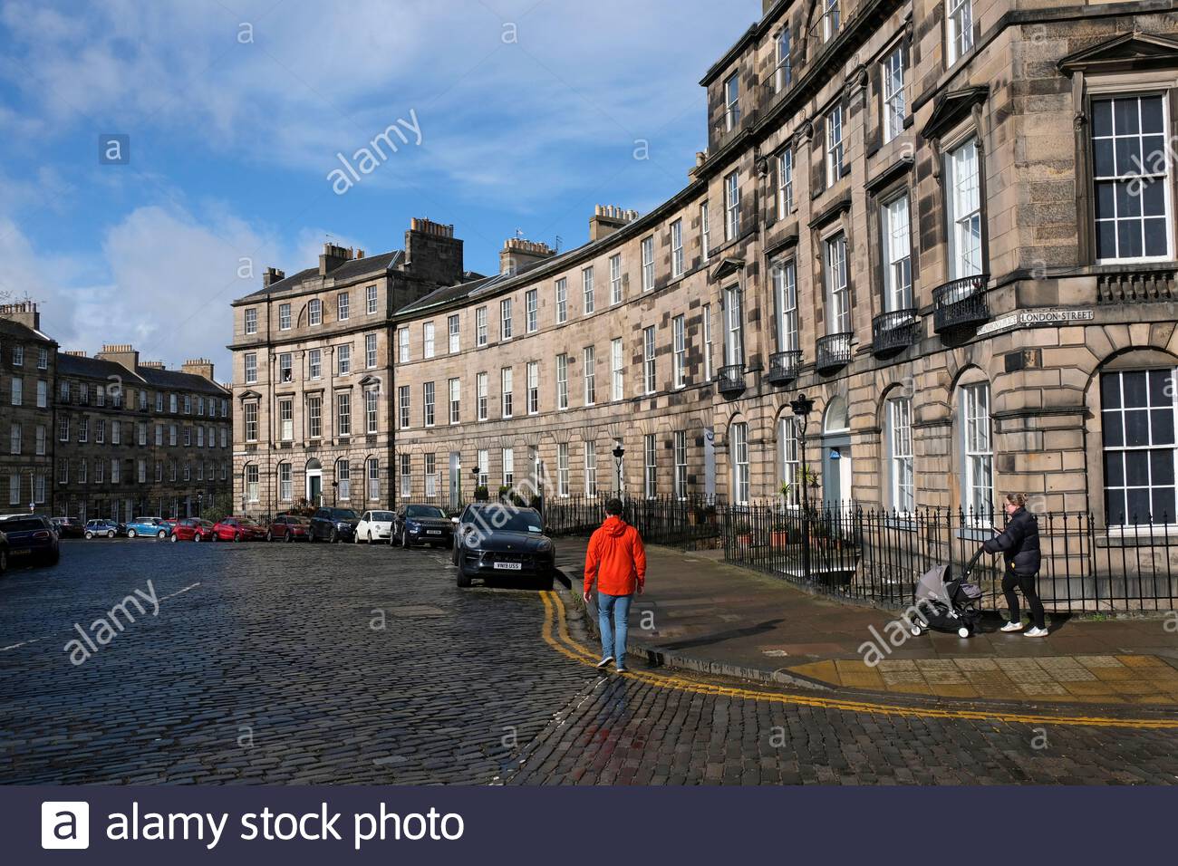 Drummond Place, Edinburgh New Town Streets, alloggi di lusso, Edimburgo, Scozia Foto Stock