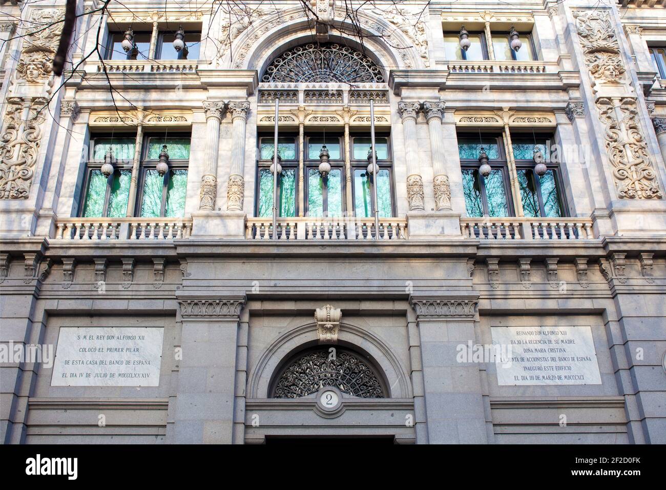 Sede principale della Banca di Spagna. Uno dei più bei esempi di architettura spagnola del XIX secolo, Madrid, Spagna Foto Stock