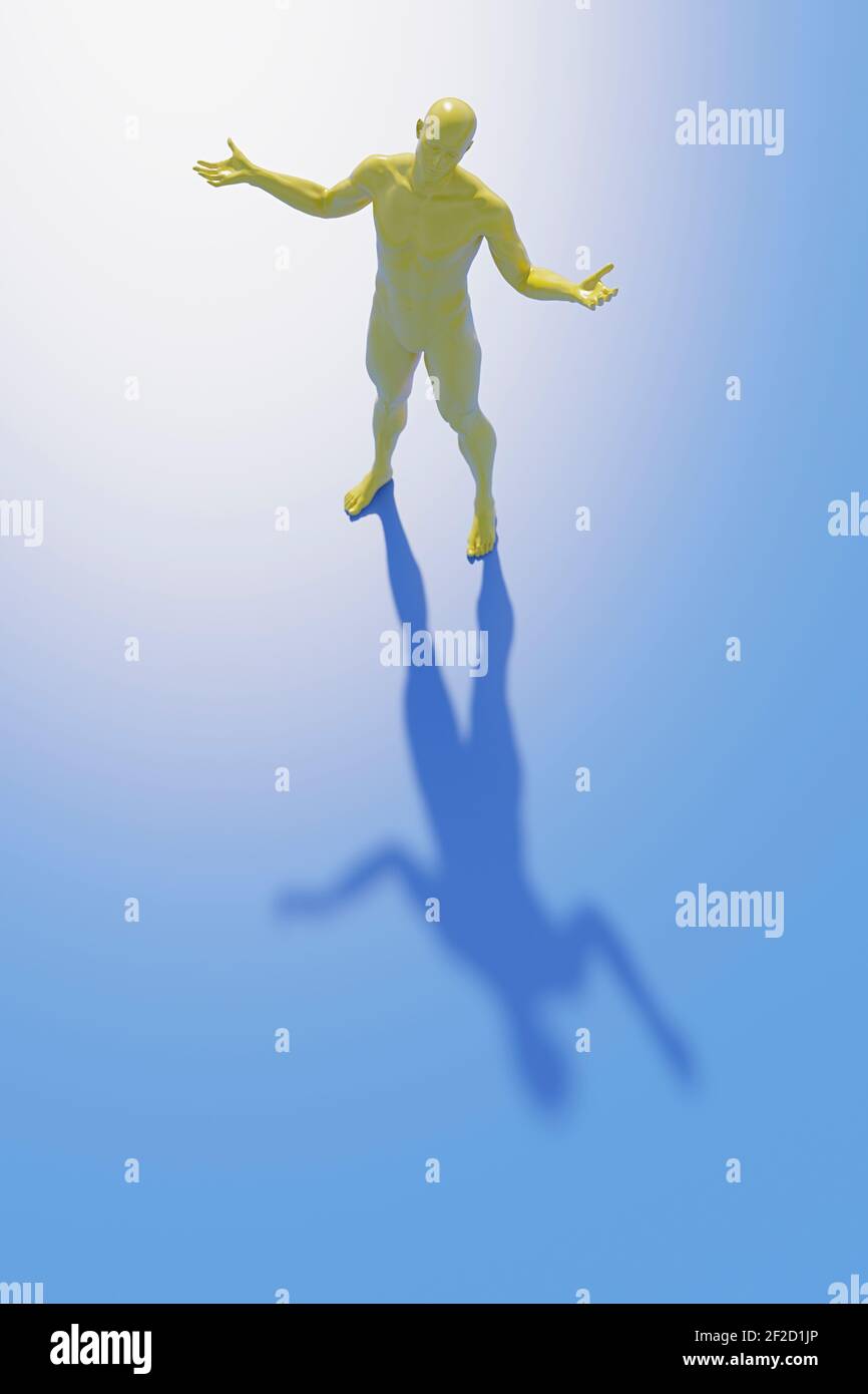 Figura maschile gialla su sfondo blu CGI figure NO MR/PR obbligatorio Foto Stock