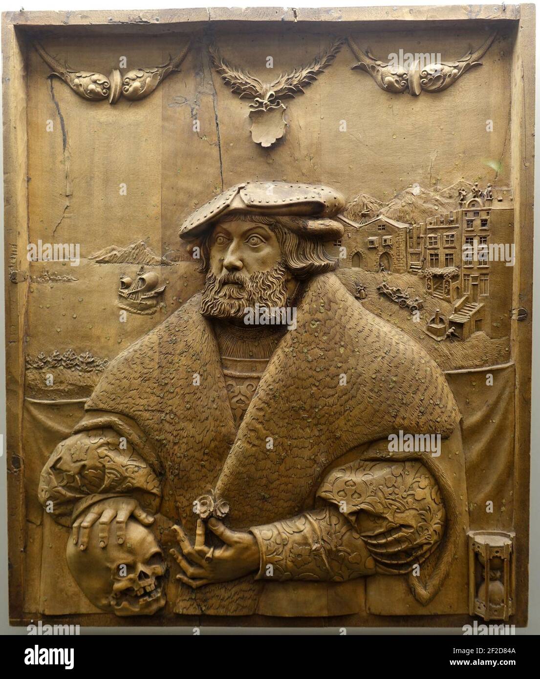 Ritratto di un mercante, del Meister des Wolfgang Thenn, Augusta, c. 1530, legno di pera Foto Stock