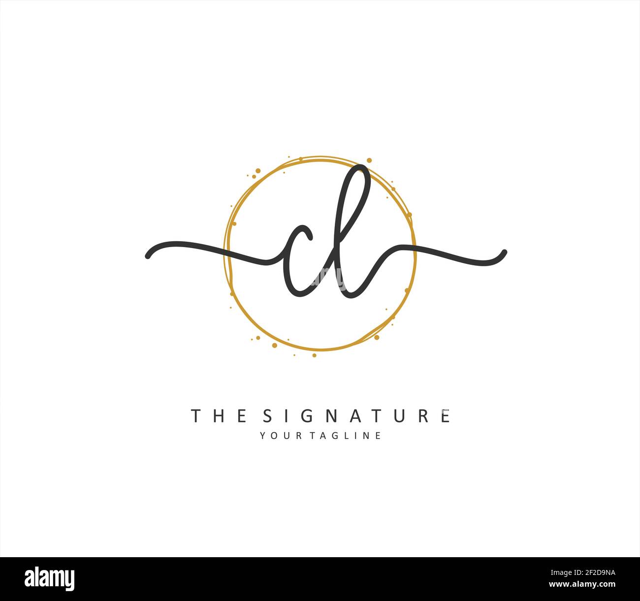 CL scrittura a mano della lettera iniziale e logo della firma. Un logo iniziale di calligrafia concettuale con elemento modello. Illustrazione Vettoriale
