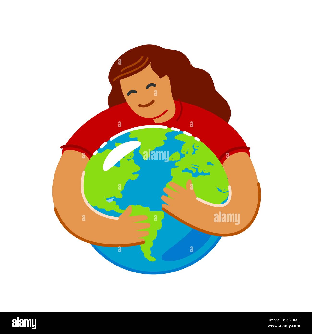Salvare l'ambiente verde del pianeta. Earth Day, concetto di ecologia in stile piatto Illustrazione Vettoriale