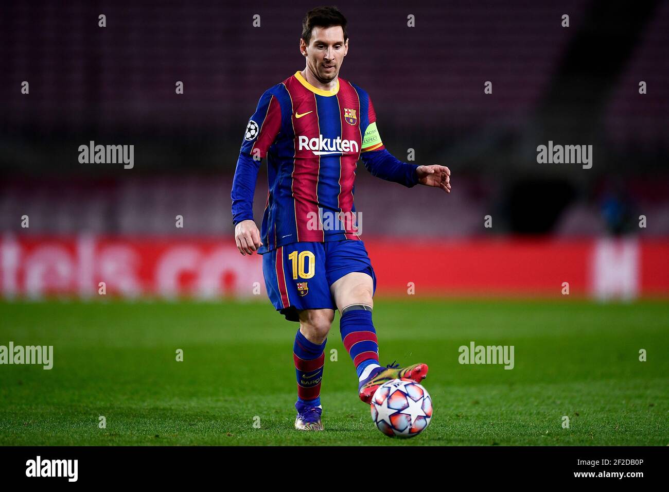 Barcellona, Spagna - 08 dicembre 2020: Lionel messi del FC Barcelona in azione durante la partita di calcio della UEFA Champions League G tra FC Barcelona e Juventus. La Juventus FC ha vinto nel 3-0 il FC Barcelona. Credit: Nicolò campo/Alamy Live News Foto Stock