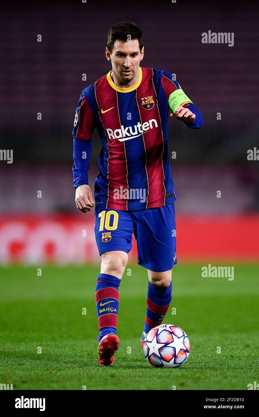 Barcellona, Spagna - 08 dicembre 2020: Lionel messi del FC Barcelona in azione durante la partita di calcio della UEFA Champions League G tra FC Barcelona e Juventus. La Juventus FC ha vinto nel 3-0 il FC Barcelona. Credit: Nicolò campo/Alamy Live News Foto Stock
