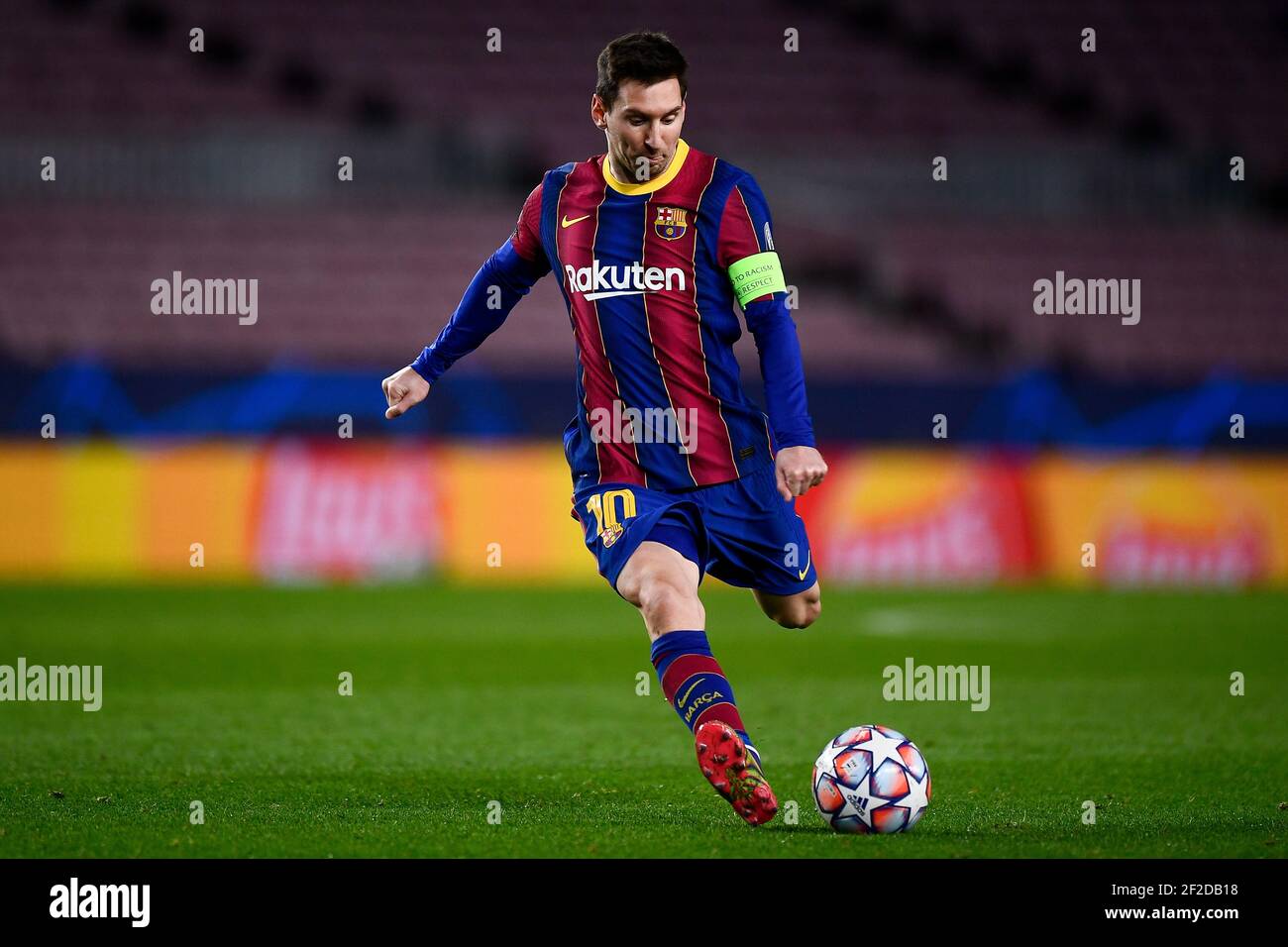 Barcellona, Spagna - 08 dicembre 2020: Lionel messi del FC Barcelona in azione durante la partita di calcio della UEFA Champions League G tra FC Barcelona e Juventus. La Juventus FC ha vinto nel 3-0 il FC Barcelona. Credit: Nicolò campo/Alamy Live News Foto Stock
