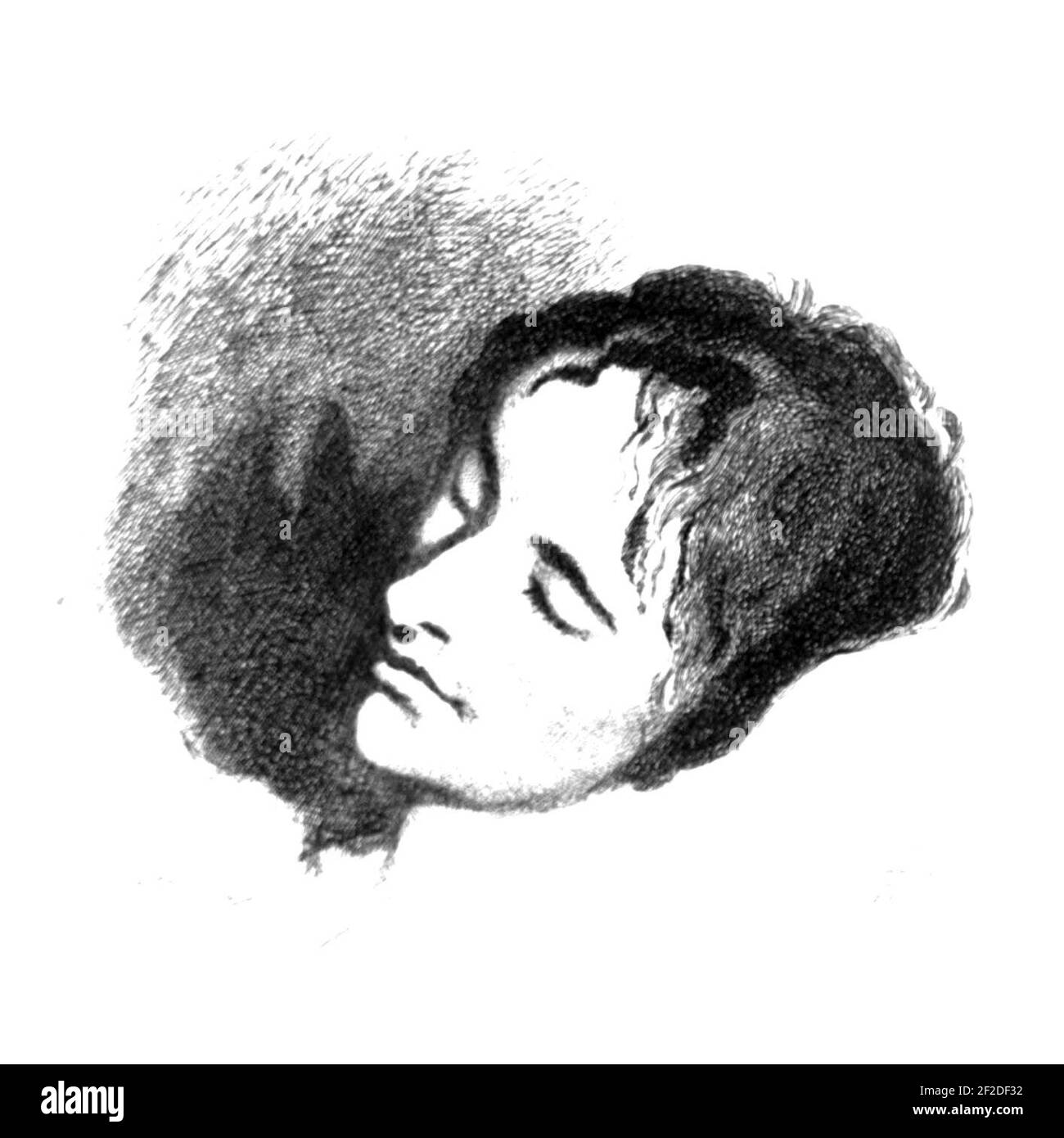 Ritratto di John Keats disegnato da Joseph Severn e inciso da W. B. Scott. Foto Stock