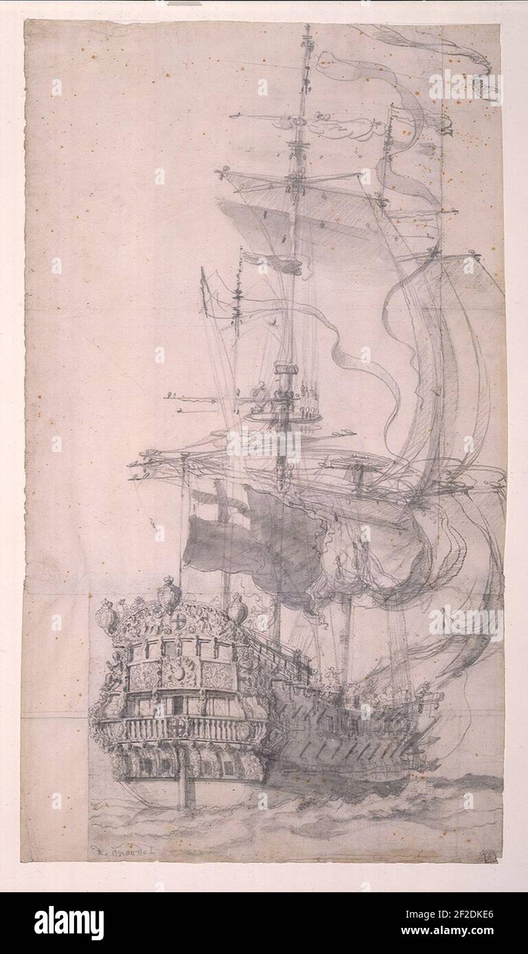 Ritratto del 'Mordaunt', quarto tasso, costruito 1681, 46 pistole Foto Stock Ritratto del 'Mordaunt', quarto tasso, costruito 1681, 46 pistole Foto Stock