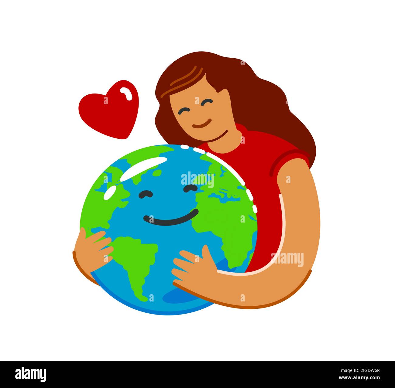 Earth Day, concetto di ecologia in stile piatto. Salvare l'ambiente verde del pianeta Illustrazione Vettoriale