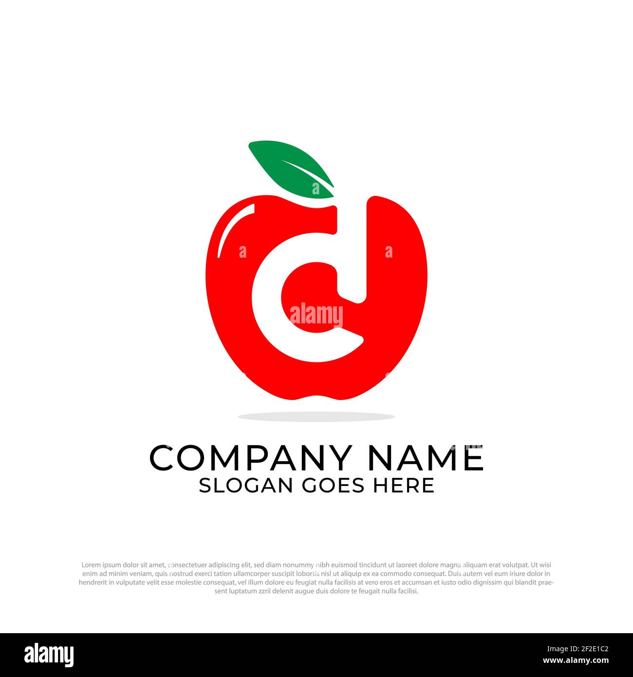 D ispirazione iniziale per il design del logo, lettera D e vettore premium per il logo Apple Fruit Illustrazione Vettoriale