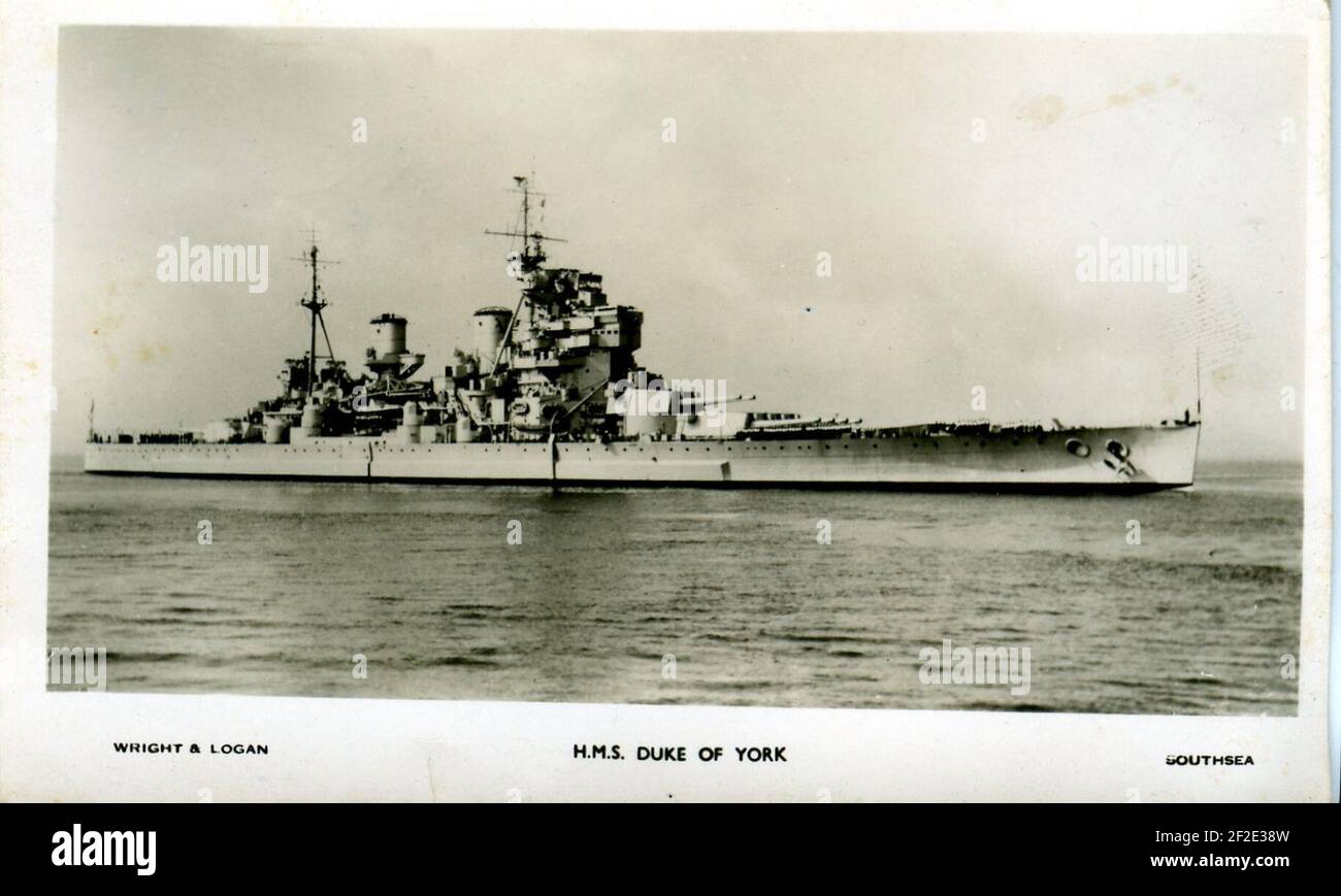 Cartolina HMS Duca di York. Foto Stock