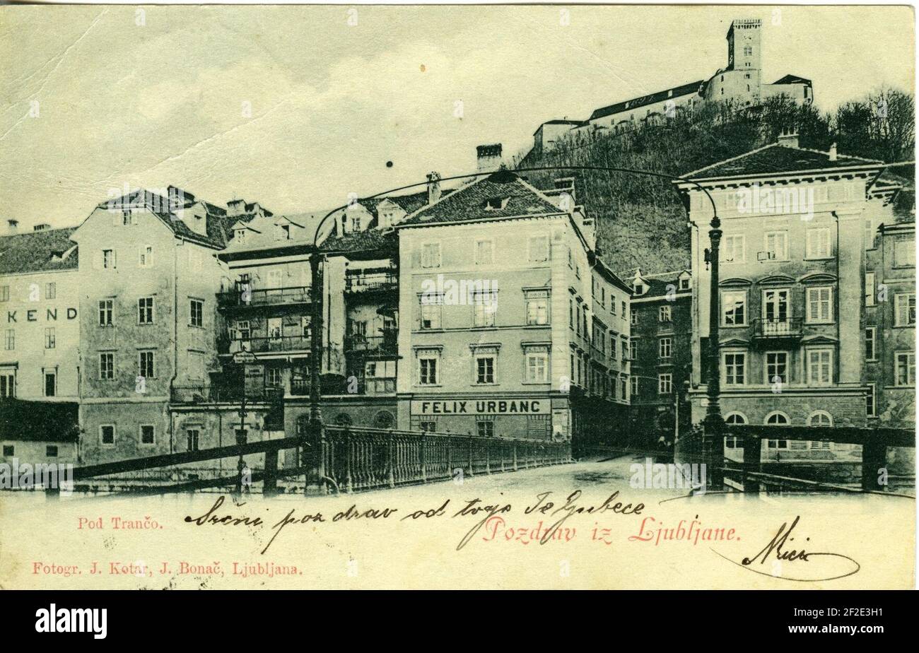 Cartolina di Lubiana-Pod Trančo 1899. Foto Stock