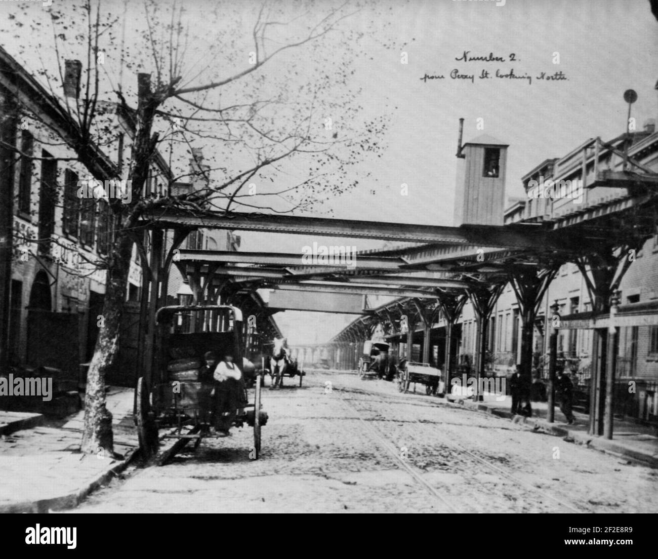 Powelson, Gustavus A. - Greenwich Street Hochbahn Foto Stock