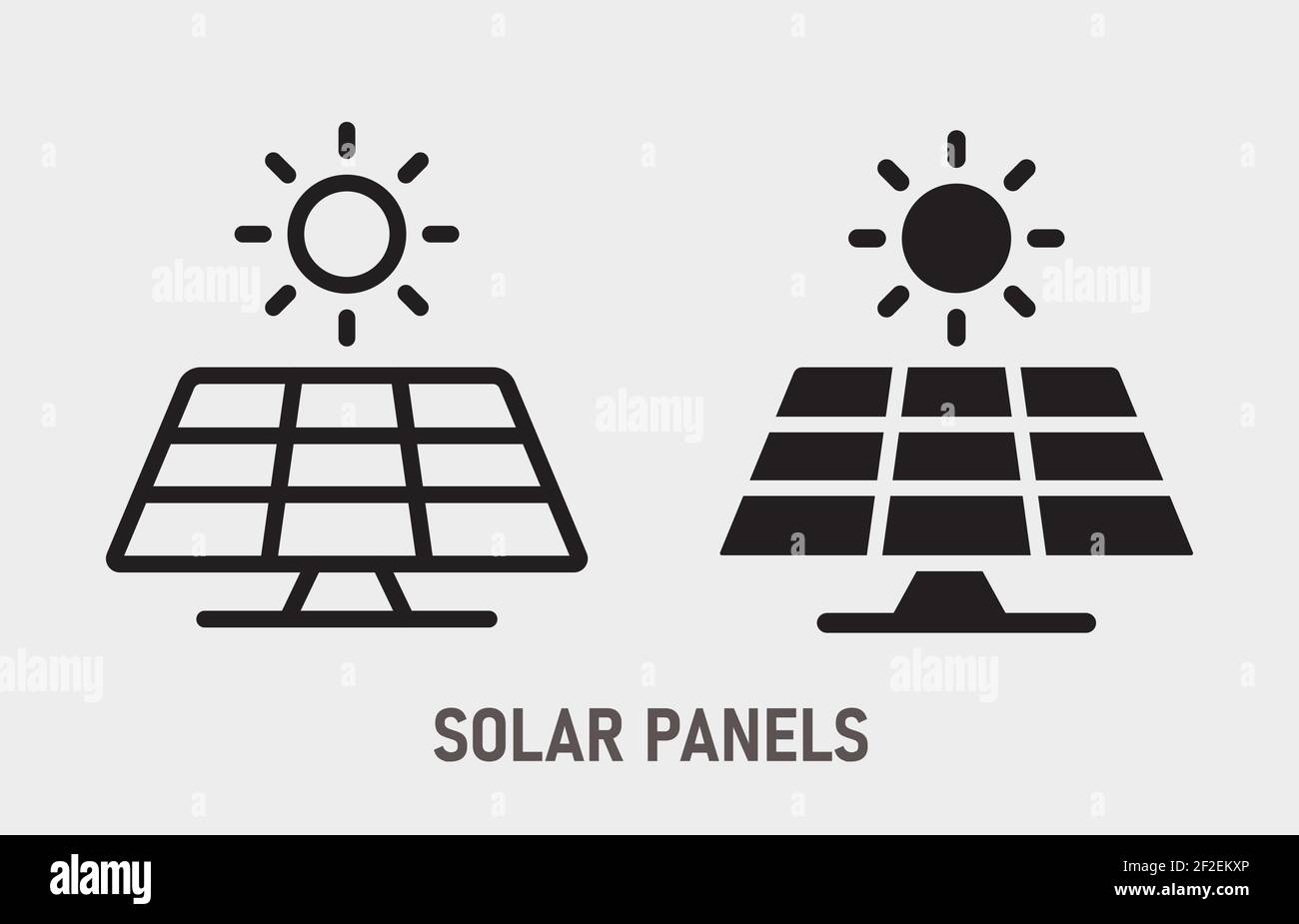 Icona energia solare su sfondo bianco. Illustrazione vettoriale. Illustrazione Vettoriale