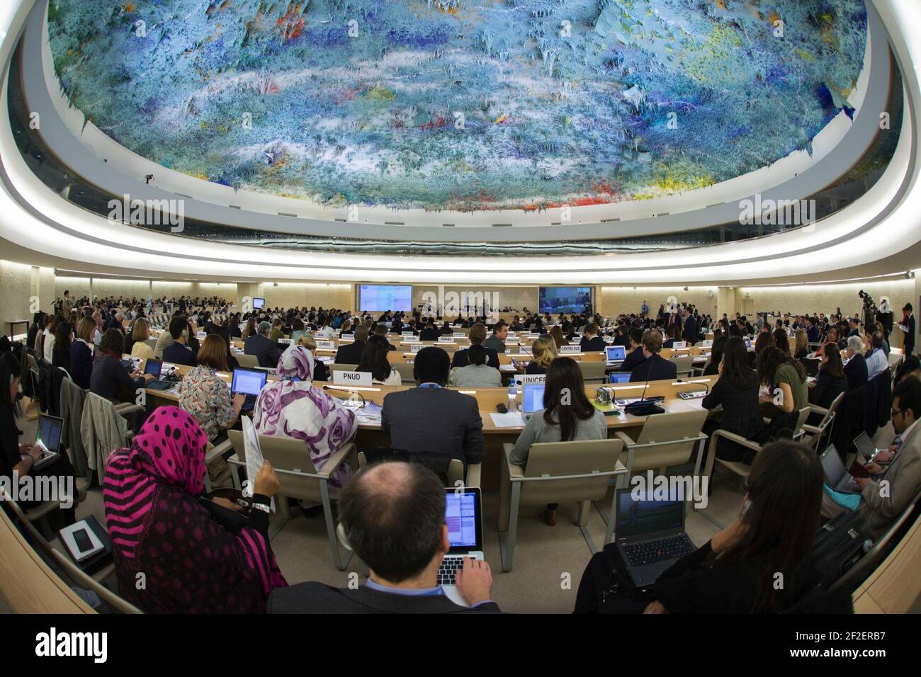 Presentazione della relazione COI sulla Corea del Nord al Consiglio per i diritti umani. Foto Stock
